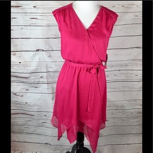 Halston Barbiecore Pink Sleeveless Asymmetrical Handkerchief Dress Size XS